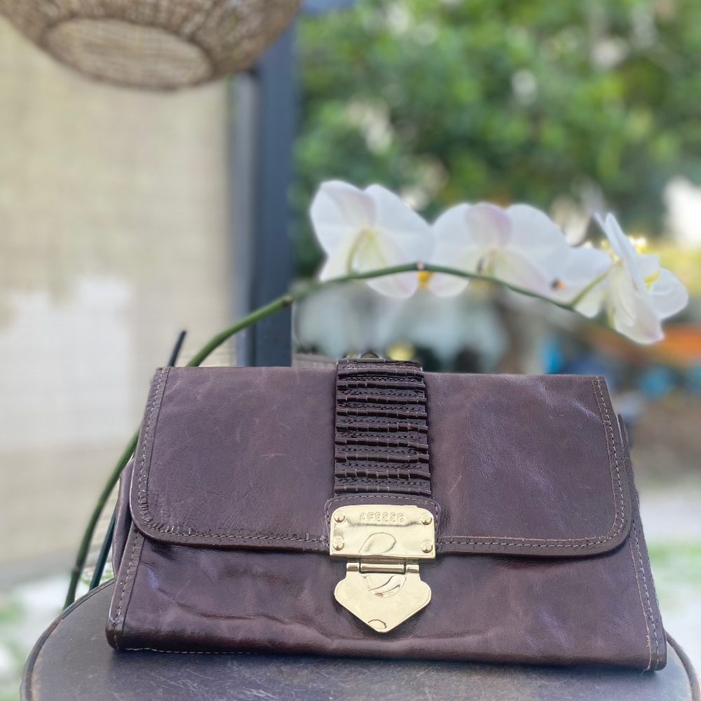 Arezzo Chocolate Leather Clutch
